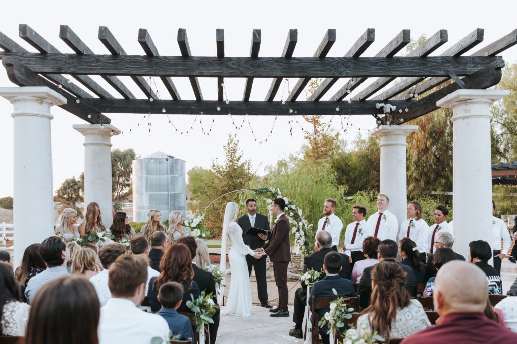 bride and groom during temecula wedding ceremony
