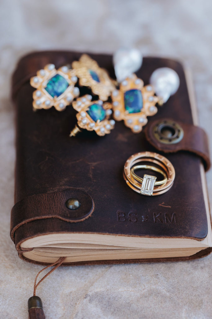 california vineyard wedding rings and earrings