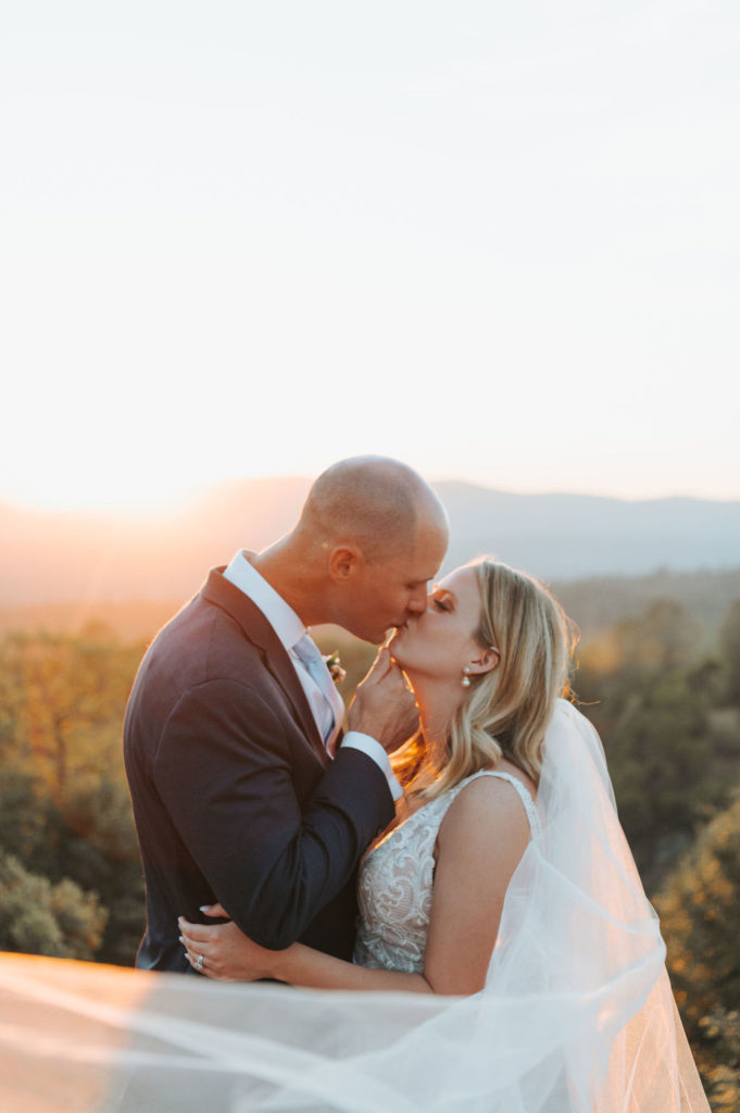 bride and groom sunset portraits in yosemite
