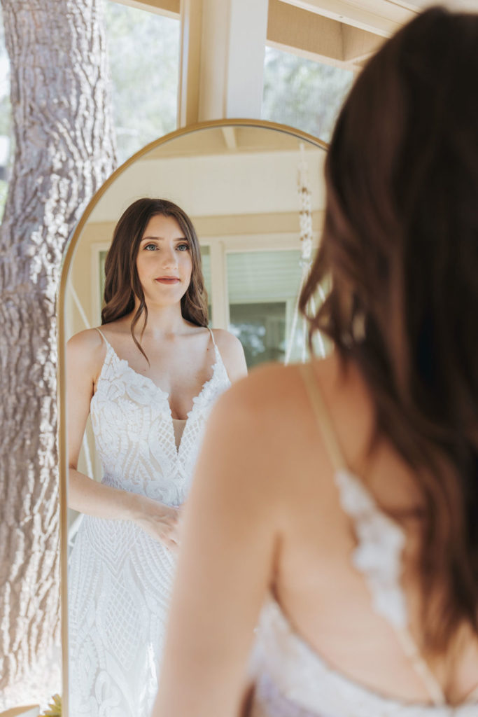 bride getting ready for sedona elopement