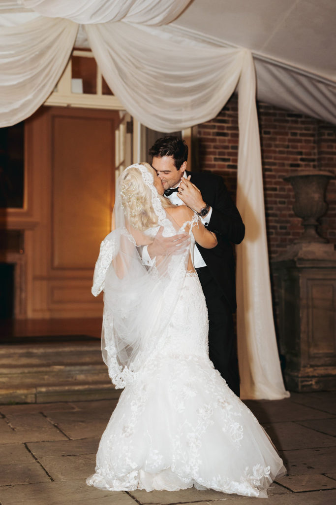 bride and groom dancing at luxury massachusetts wedding reception
