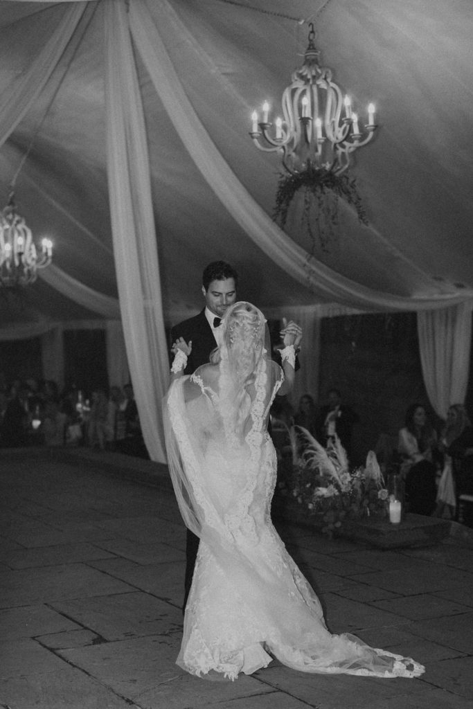 bride and groom dancing at luxury massachusetts wedding reception
