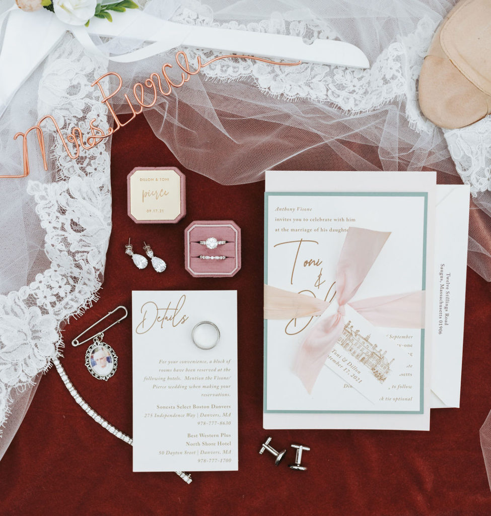 luxury massachusetts wedding stationary and details