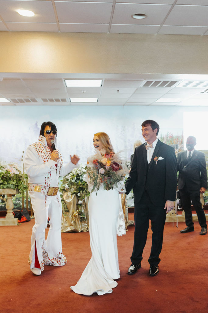 bride and groom at las vegas chapel wedding