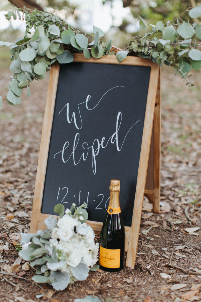 mobile elopement chalkboard sign