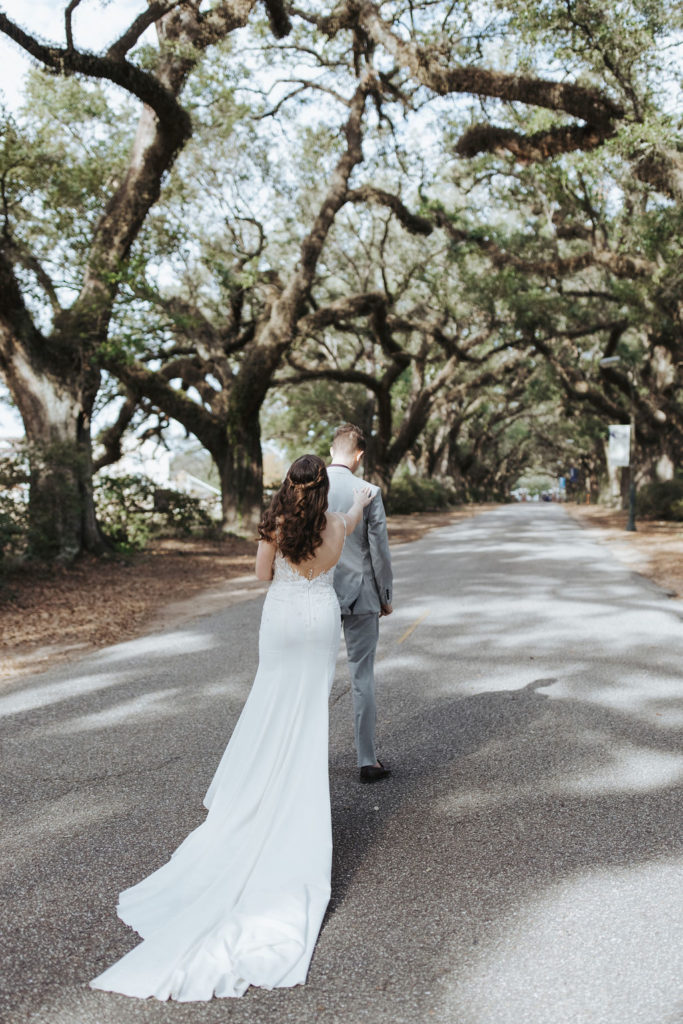 bride and groom portraits in mobile alabama