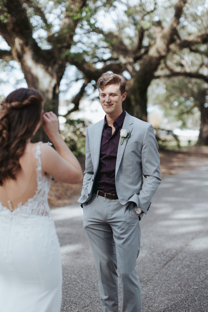 bride and groom portraits in mobile alabama