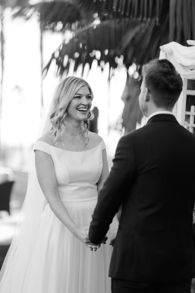 bride and groom during southern california intimate wedding ceremony