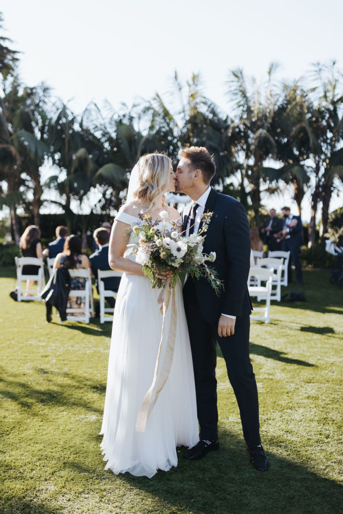 bride and groom during southern california intimate wedding ceremony