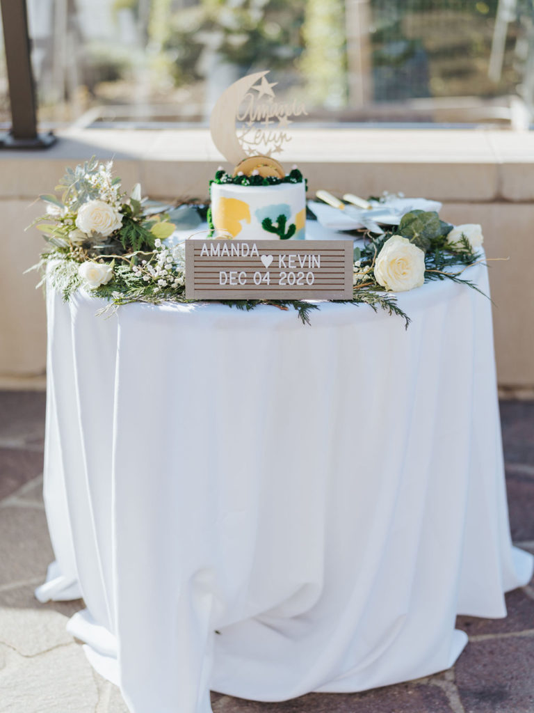 southern california wedding cake with taco decorations