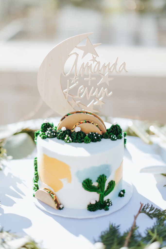 wedding cake with taco decorations