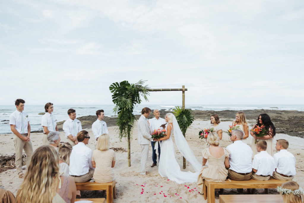 bride and groom in tamarindo wedding ceremony
