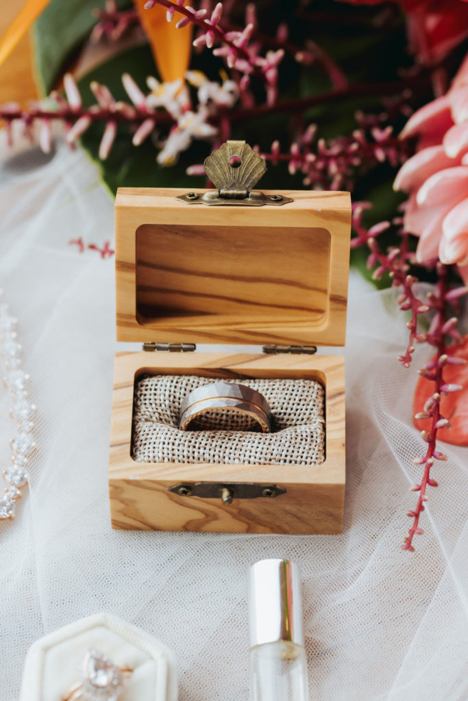 groom's ring in wooden box