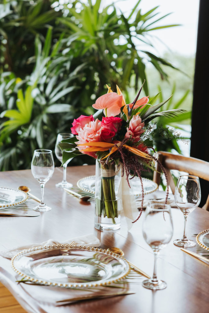 tropical wedding reception table decor