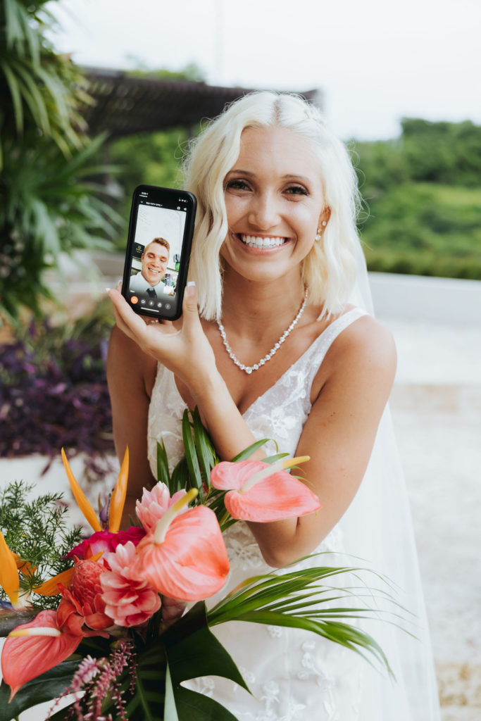 bride on facetime in costa rica