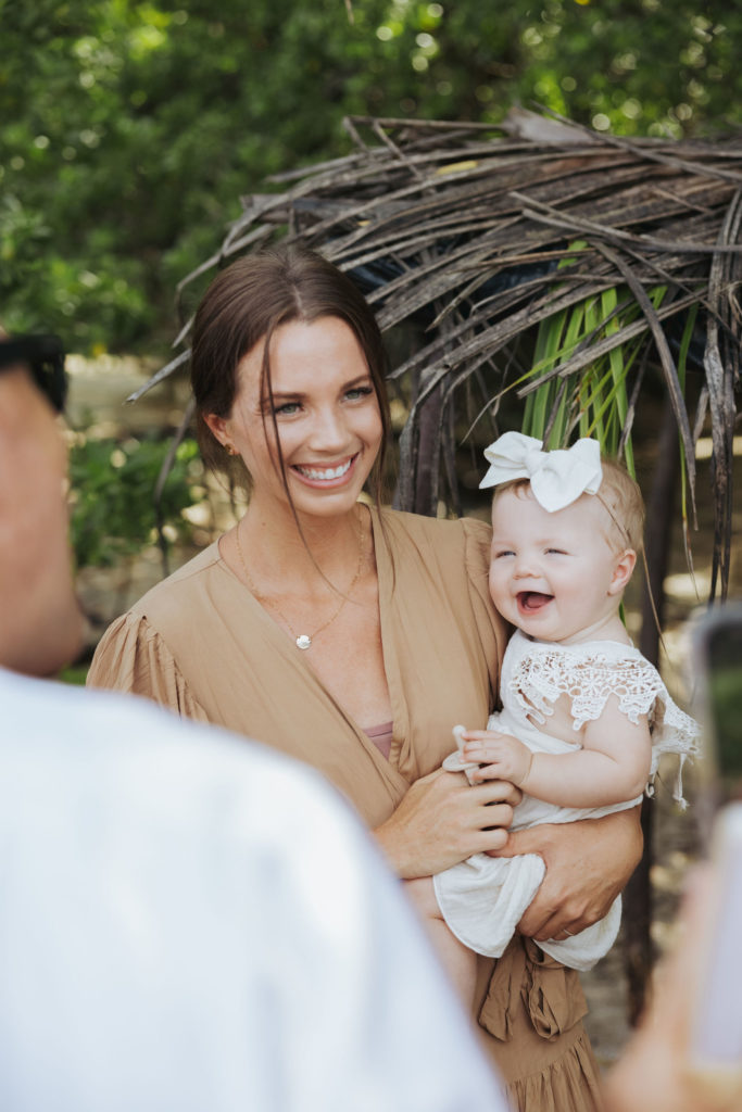 wedding guest with baby at costa rica destination wedding