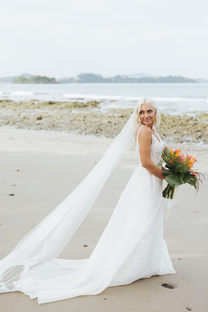 bridal beach portraits in costa rica