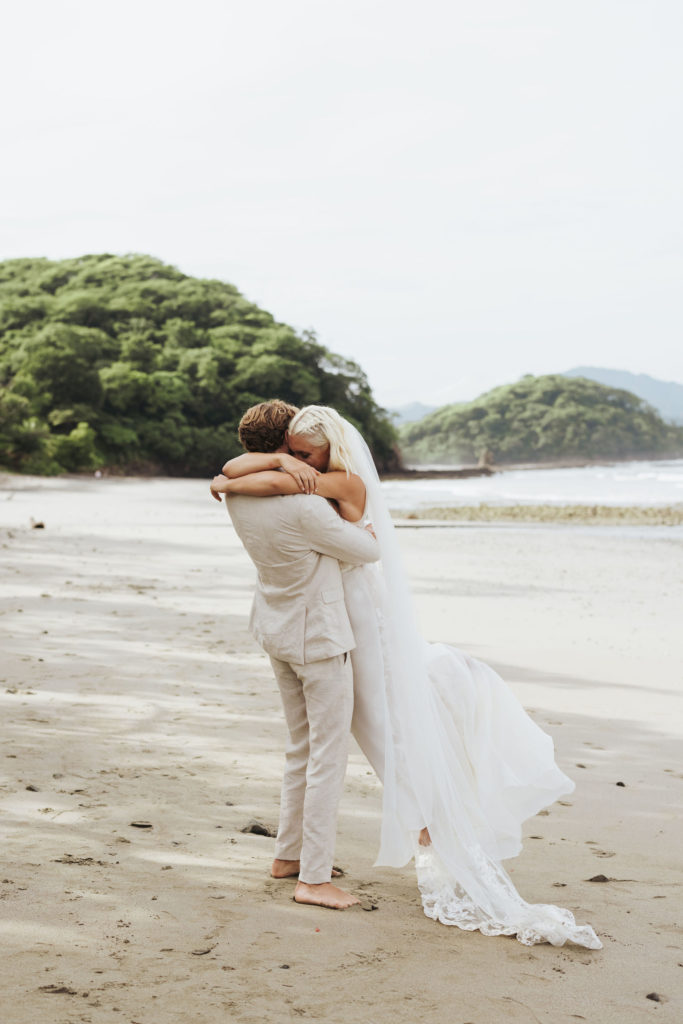 bride and groom beach portraits in costa rica
