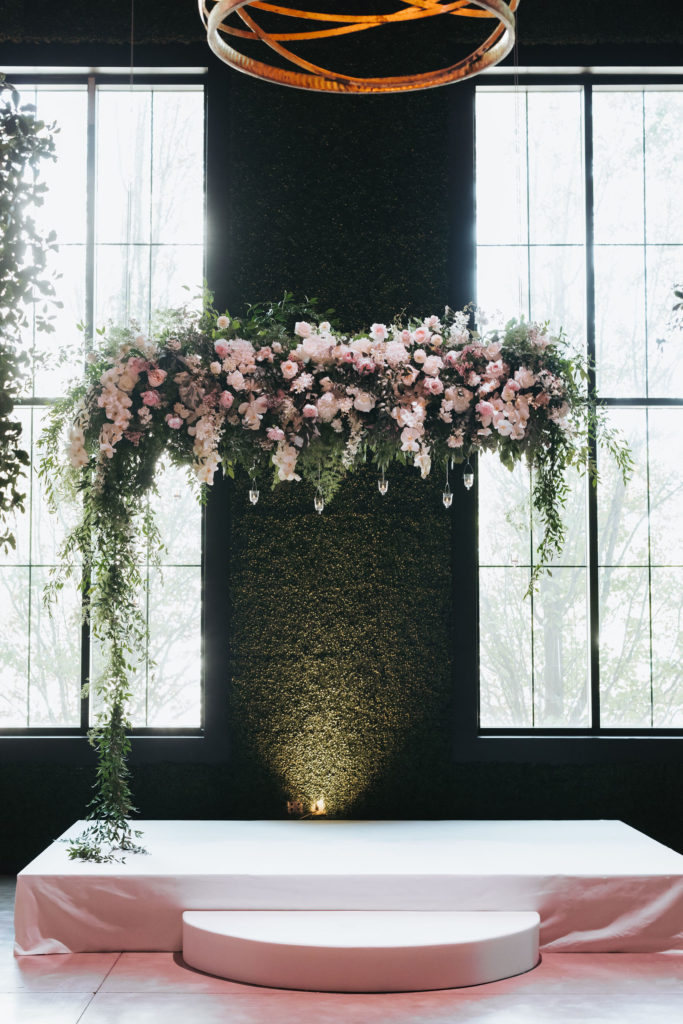 pink florals at the geraghty luxury wedding venue