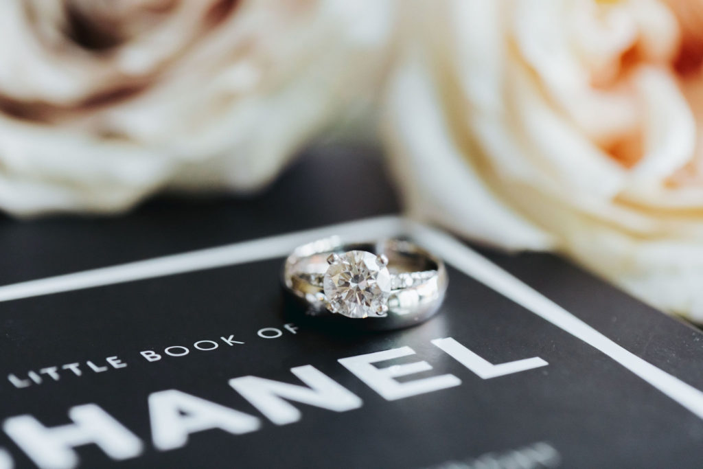 wedding rings on little book of chanel