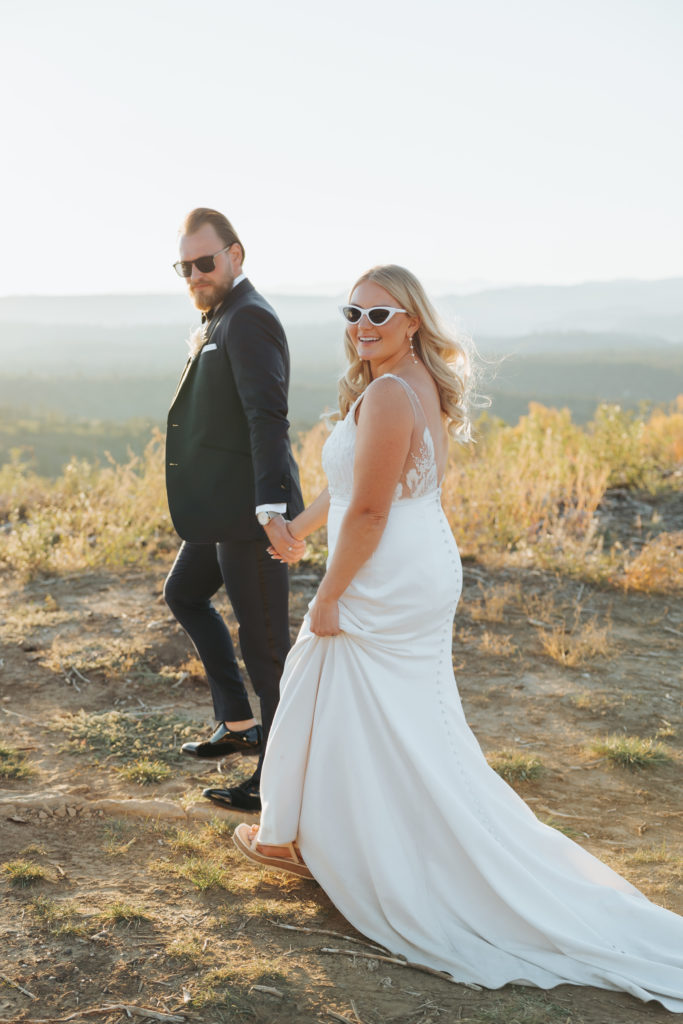 bride and groom sunset portraits in southern utah