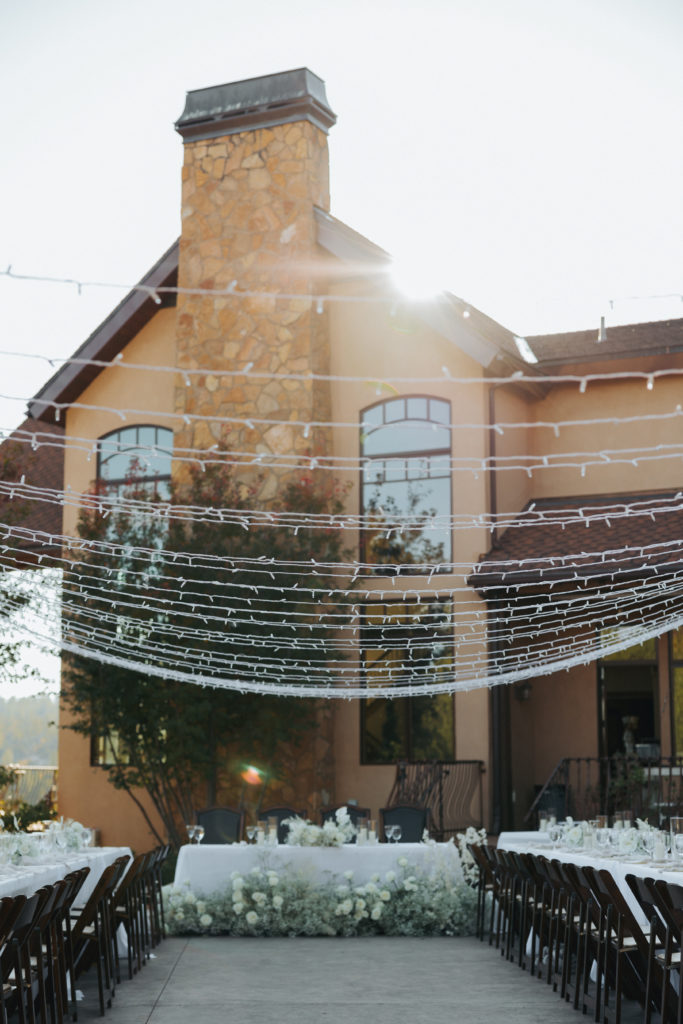 southern utah wedding reception with string lights
