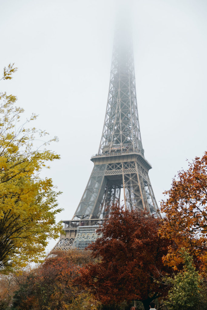 eiffel tower in the fall in paris france