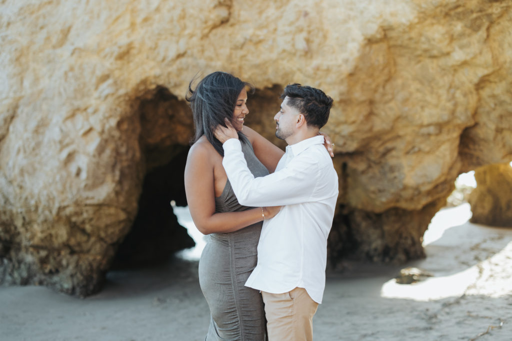 engaged couple portraits on the beach
