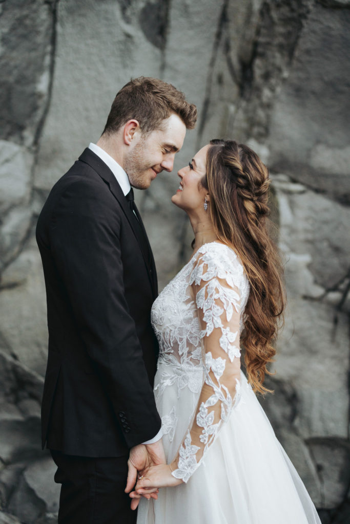 bride and groom elopement at Reynisfjara Iceland