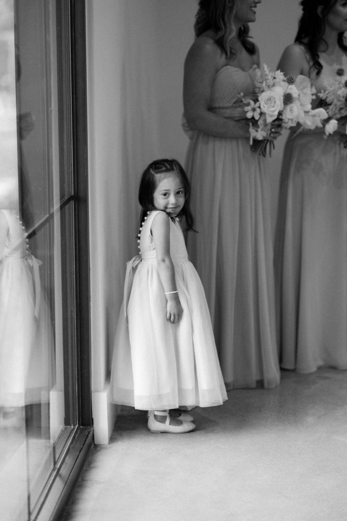 flower girl with bridesmaids