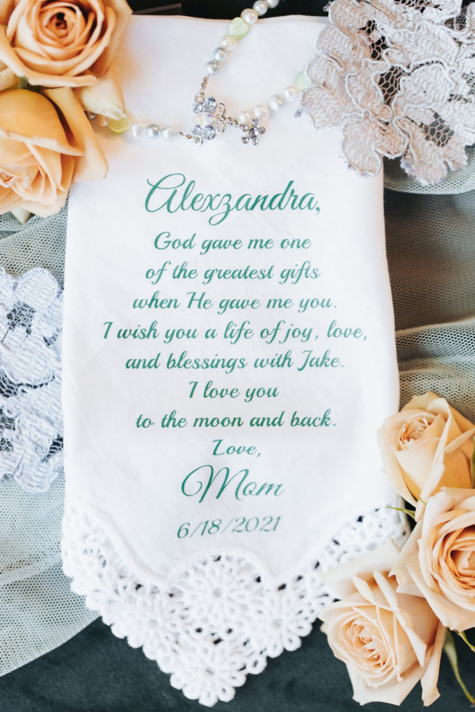 tea towel with custom message from mother to bride