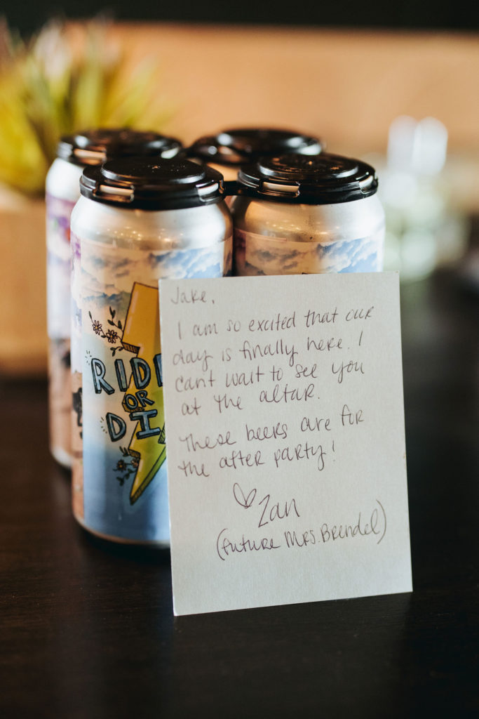 custom pack of beer from bride to groom
