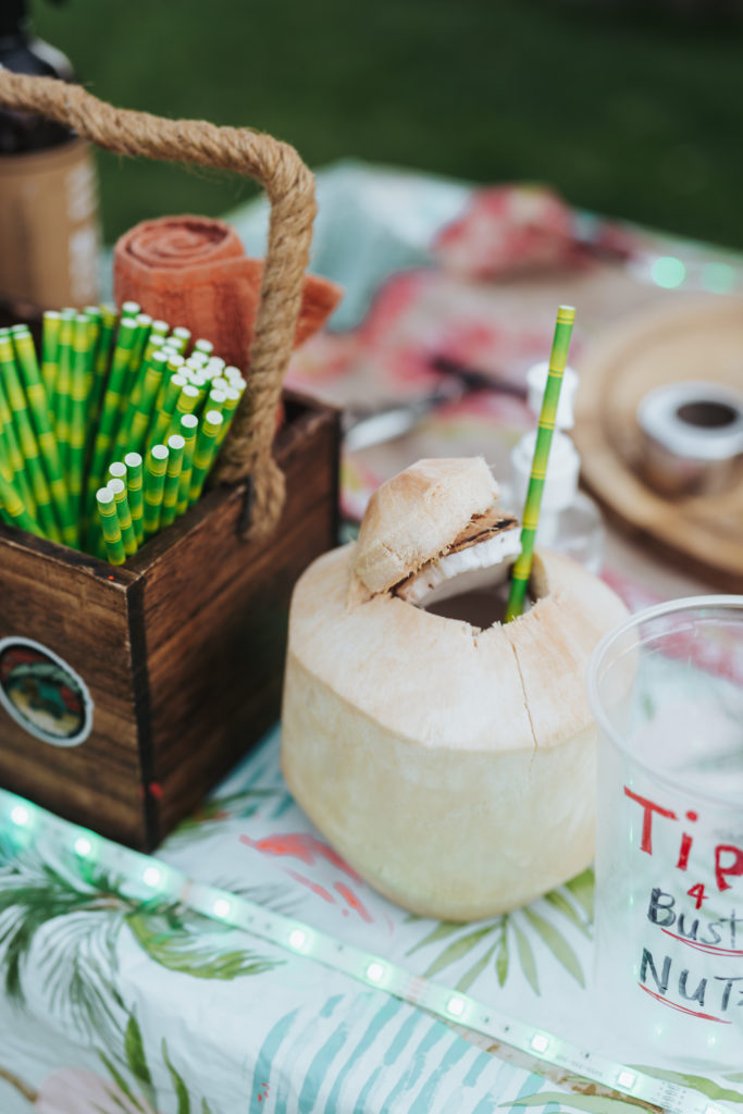 coconut water bar at temecula wedding reception
