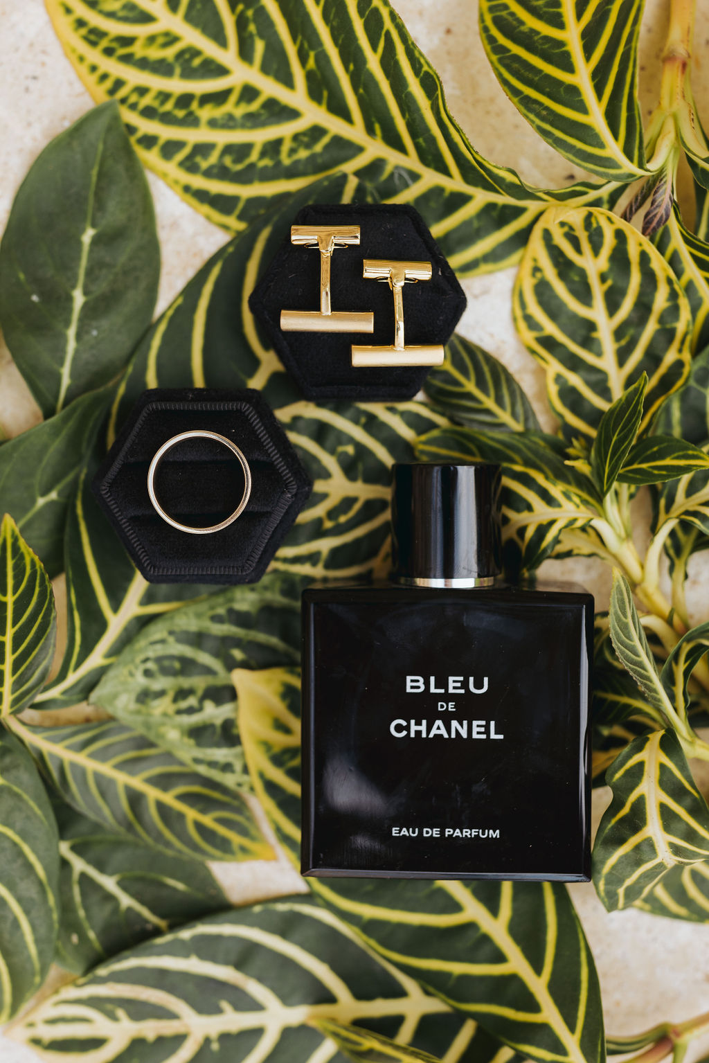 bleu de chanel wedding men's cologne with cuff links and wedding band