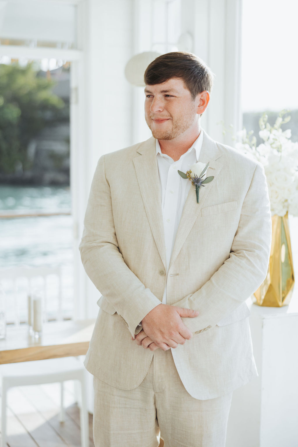 groom waiting for bride at the alter
