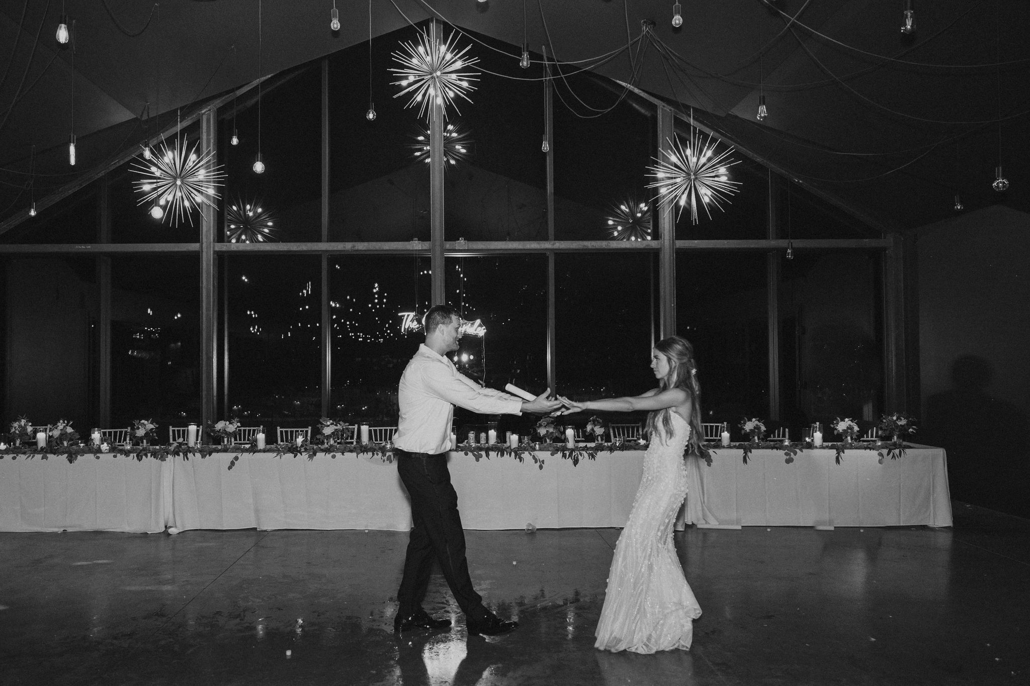 bride and groom last dance alone
