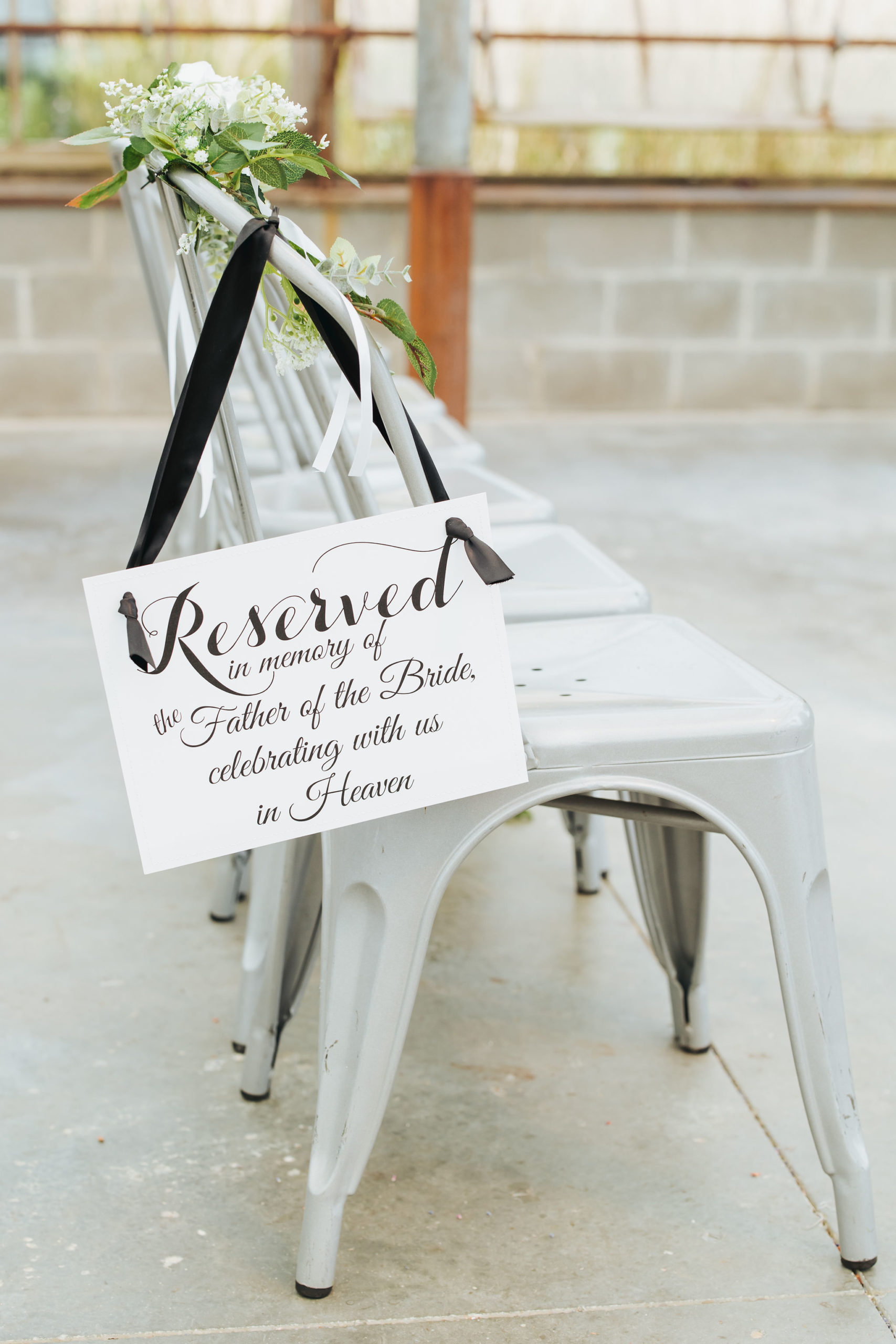 reserved seating sign at wedding