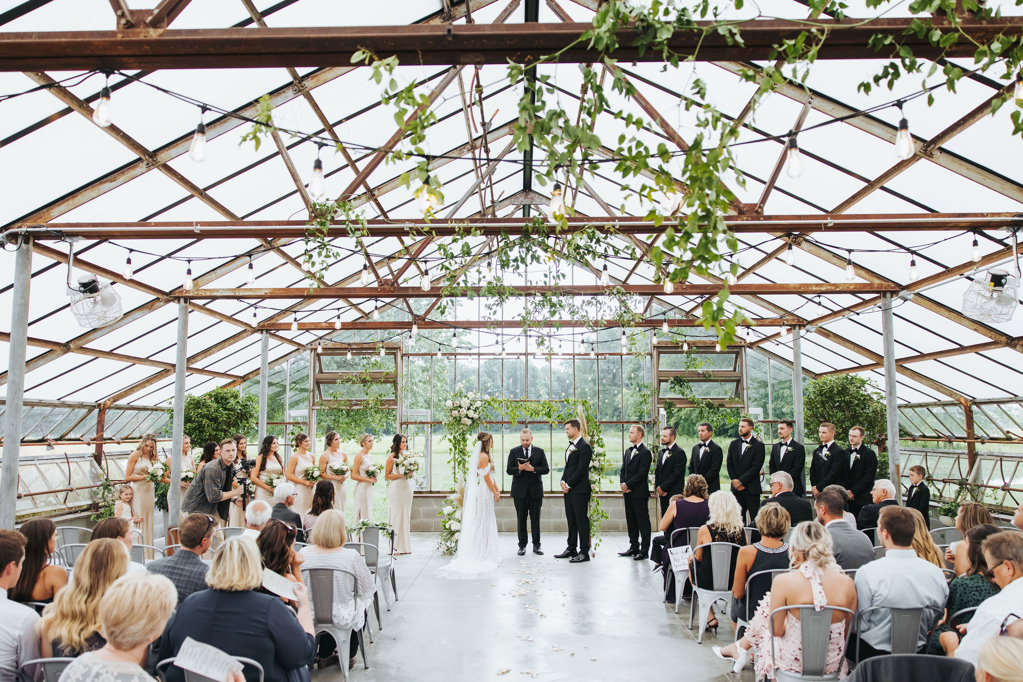 wedding ceremony in greenhouse