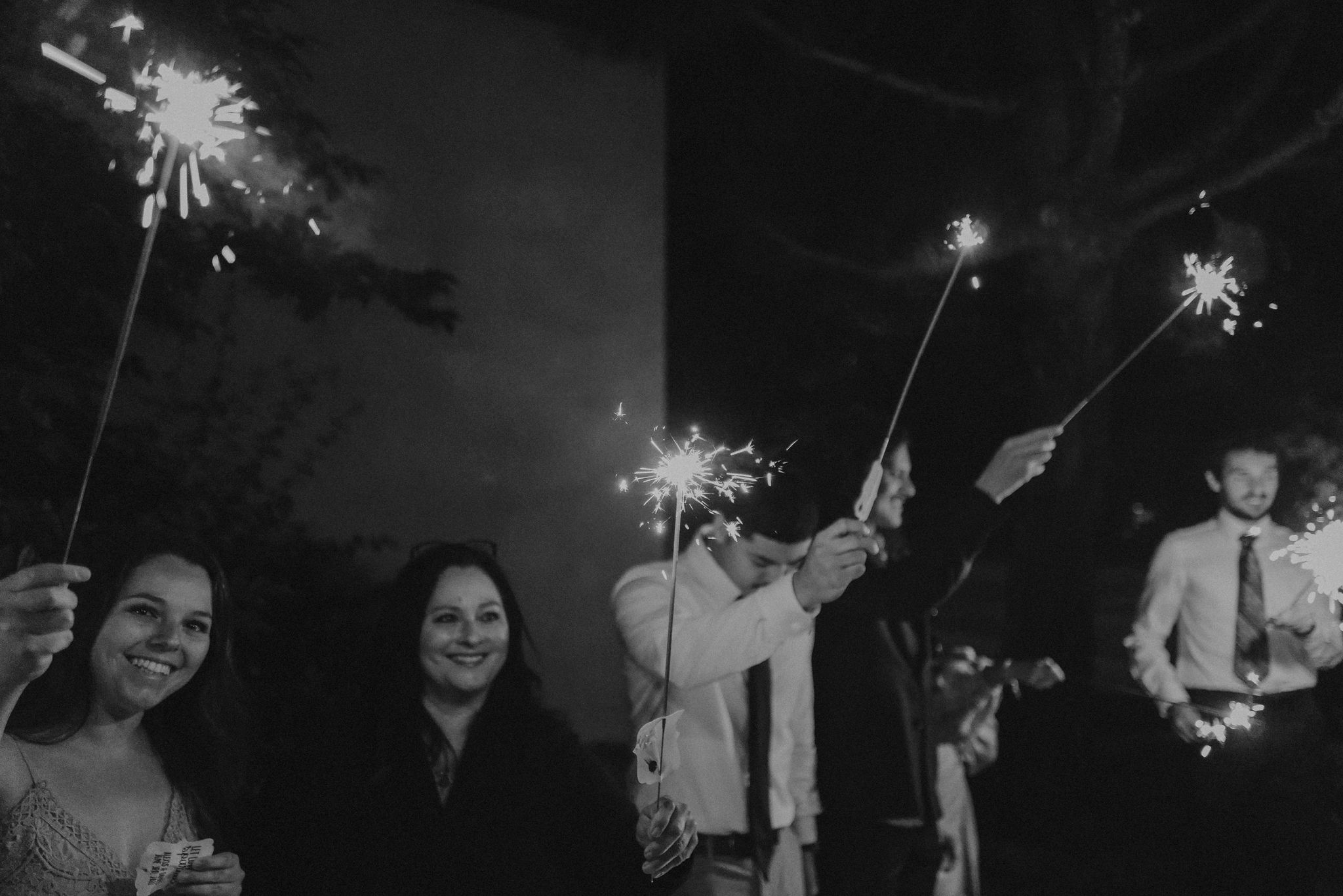 sparklers at wedding reception exit