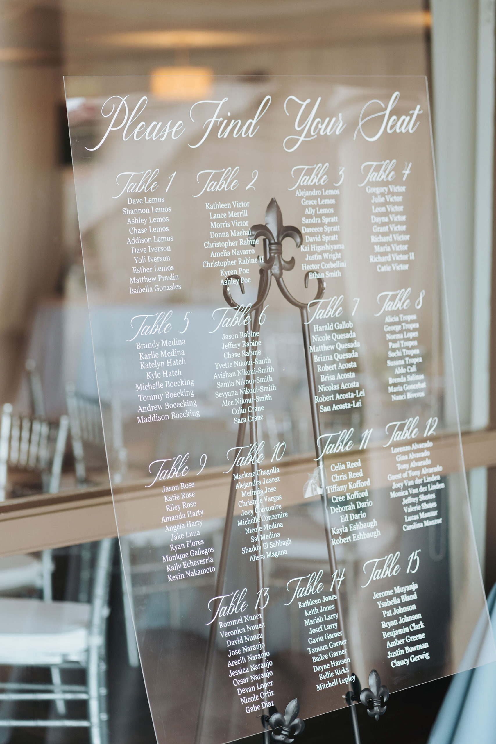 seat assignments at wedding reception