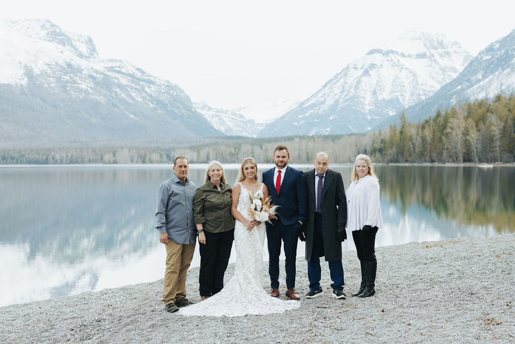 glacier national park elopement ceremony family portraits