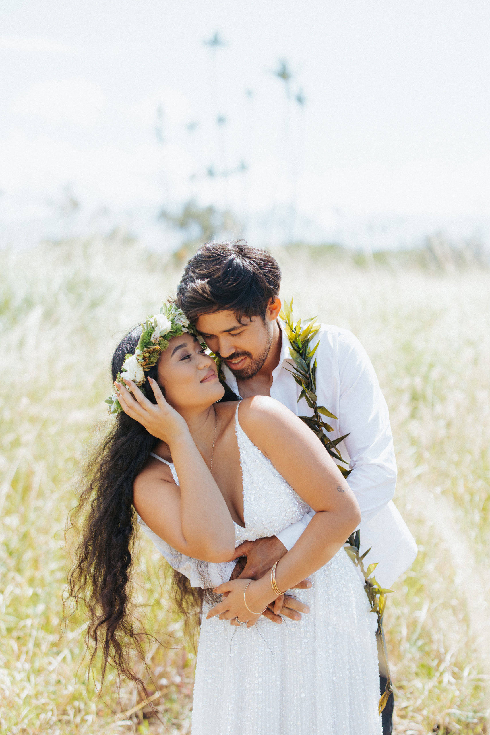 bride and groom couple portrait in maui hawaii 