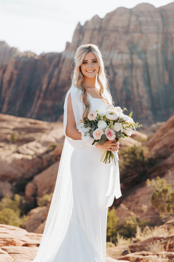 bride elopement portraits during an adventure session at Snow Canyon