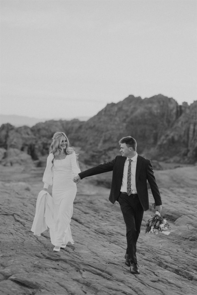 bride and groom canyon elopement portraits