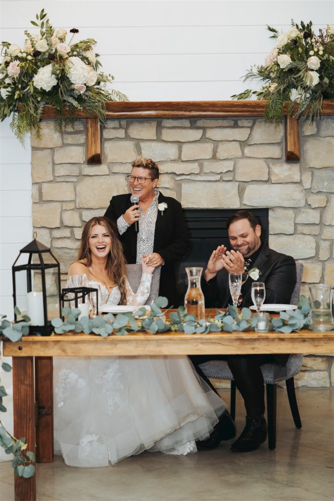 bride and groom reception toast