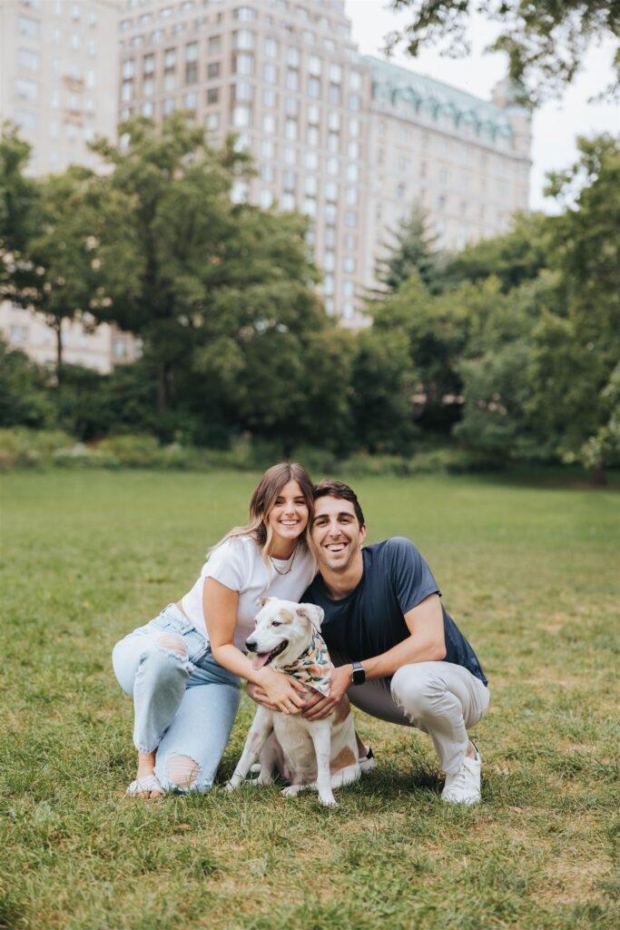 engagement session with dog in central park